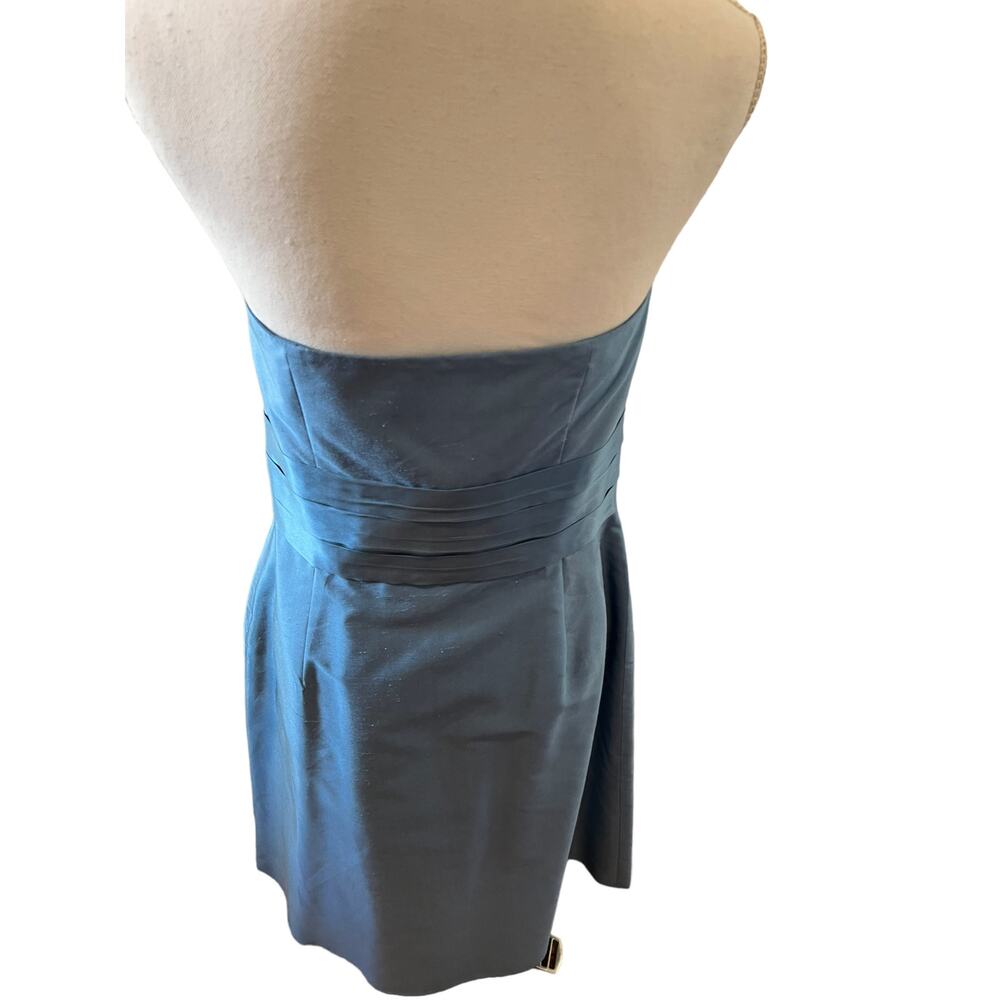 Ann Taylor Silk Strapless Cocktail Dress Slate Blue 6 - Picture 4 of 8